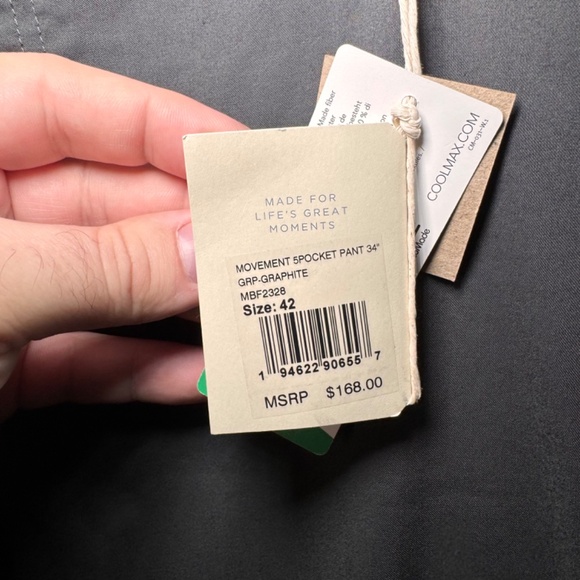 Faherty Movement Five Pocket Pants Men's Size 42 Graphite Grey Performance NWT - Picture 4 of 8